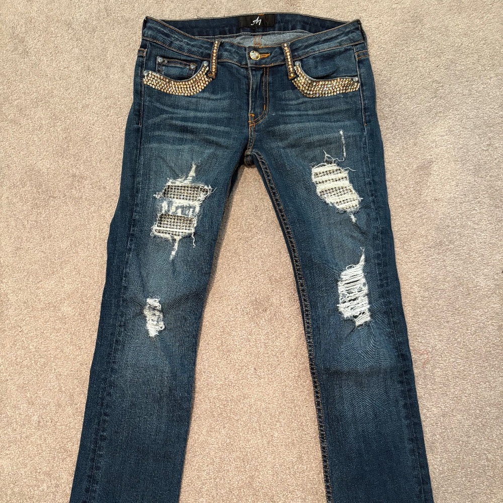 A7 Swarovski crystal jeans size 27